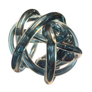 Large Blue Glass Abstract Twisted Endless Love Friendship Infinity Knot 7"